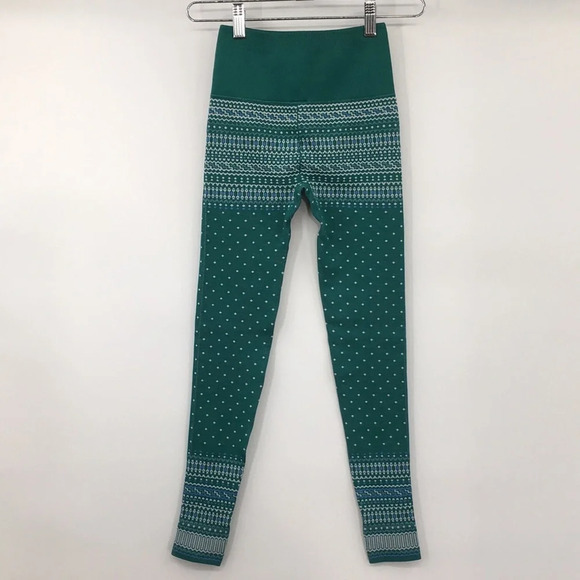 Fabletics Legging Womens XS 4 Green High-Waisted Seamless Fair Isle Dark Jade - Picture 5 of 15